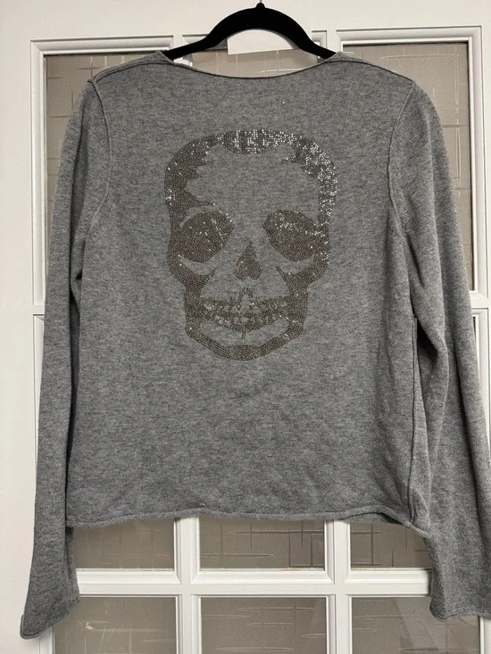 Zadig & Voltaire Gray V-Neck Cashmere Blend Sweater - Picture 6 of 9